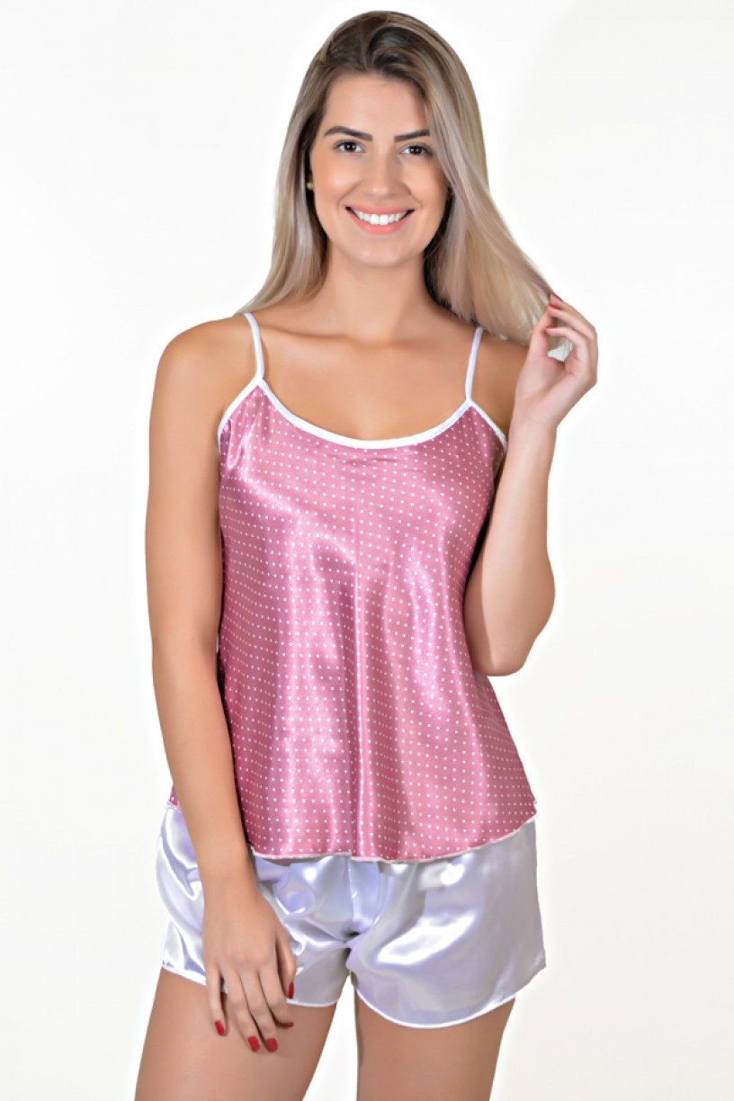 Babydoll Feminino 001 (Rosa com poá) 