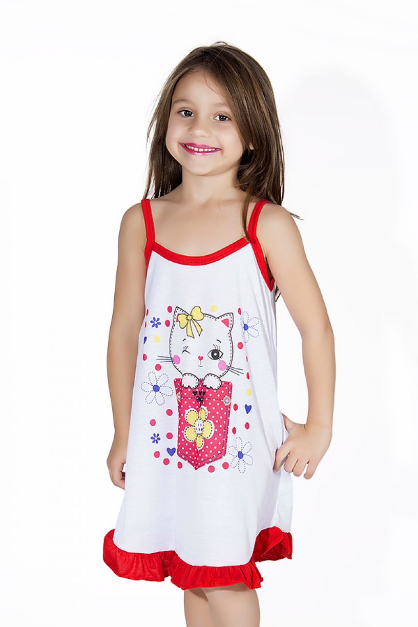 Camisola Infantil 141 (Vermelha com gatinha) AB