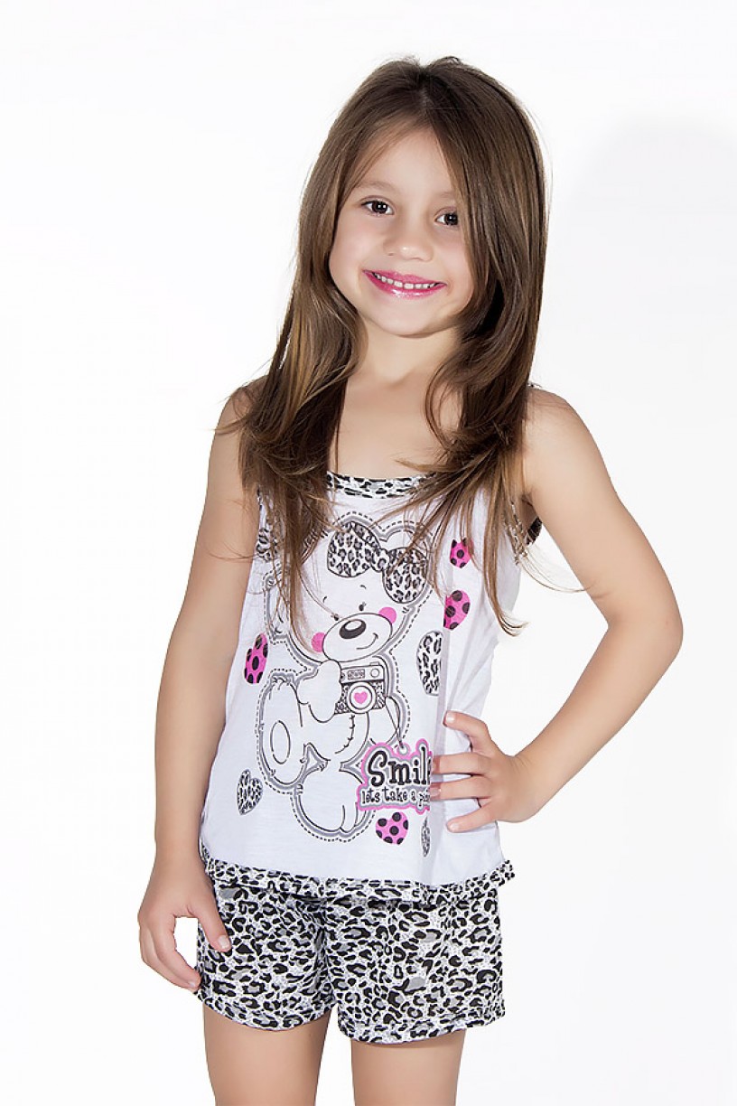 Babydoll Infantil 201 (Cinza com oncinha)