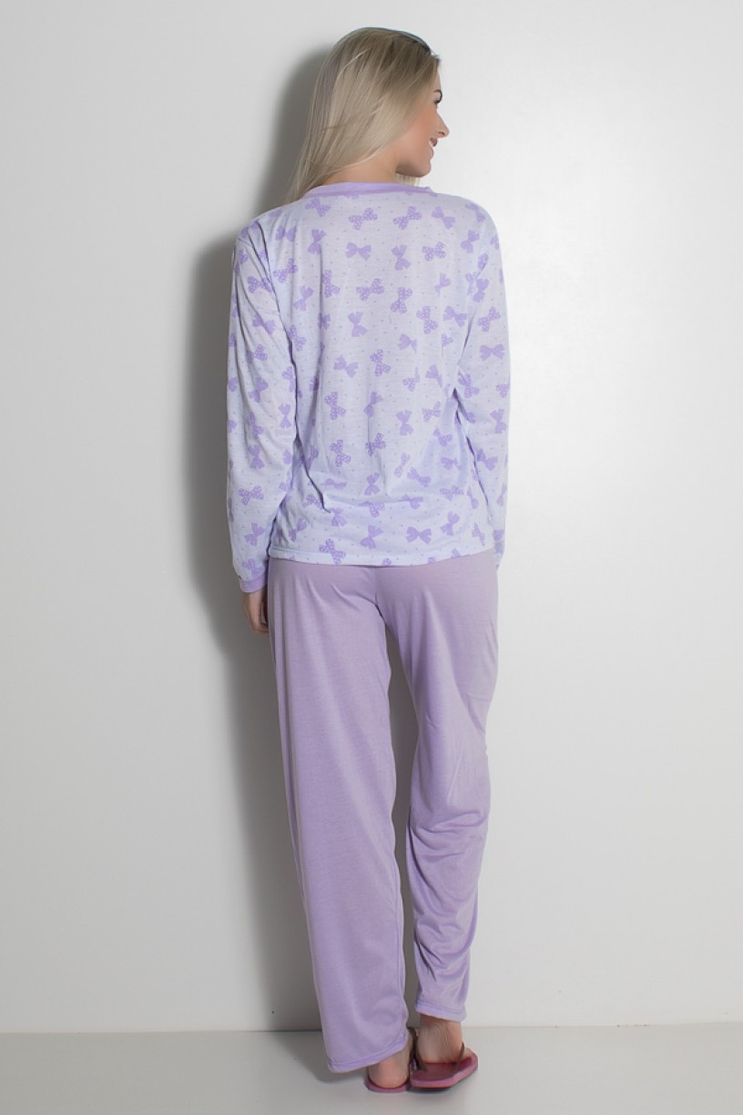 Pijama feminino longo 182 (Lilás) | Ref: CEZ-PA182-008