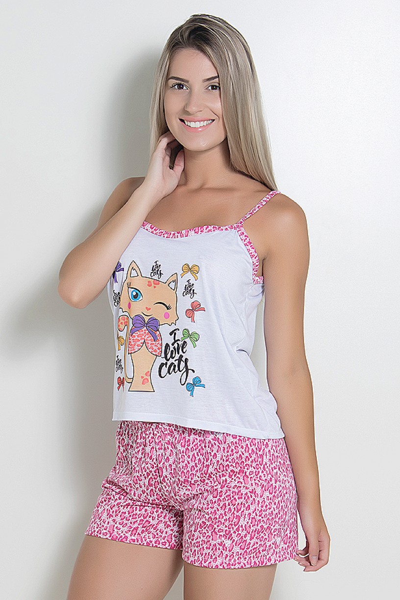 Babydoll Feminino 180 (Pink com gatinho) | Ref: CEZ-PA180-004