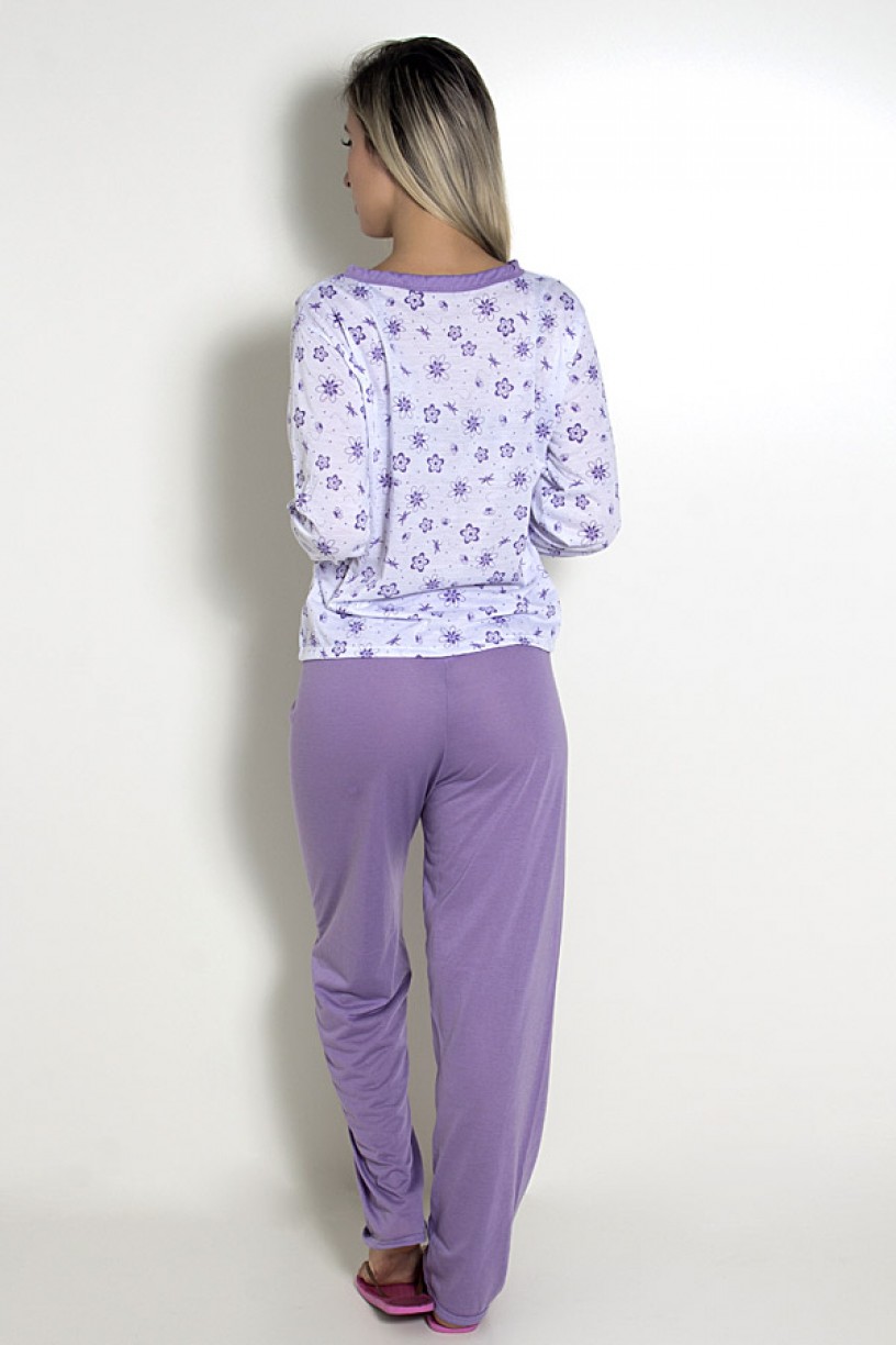 Pijama feminino longo 182 (Lilás)