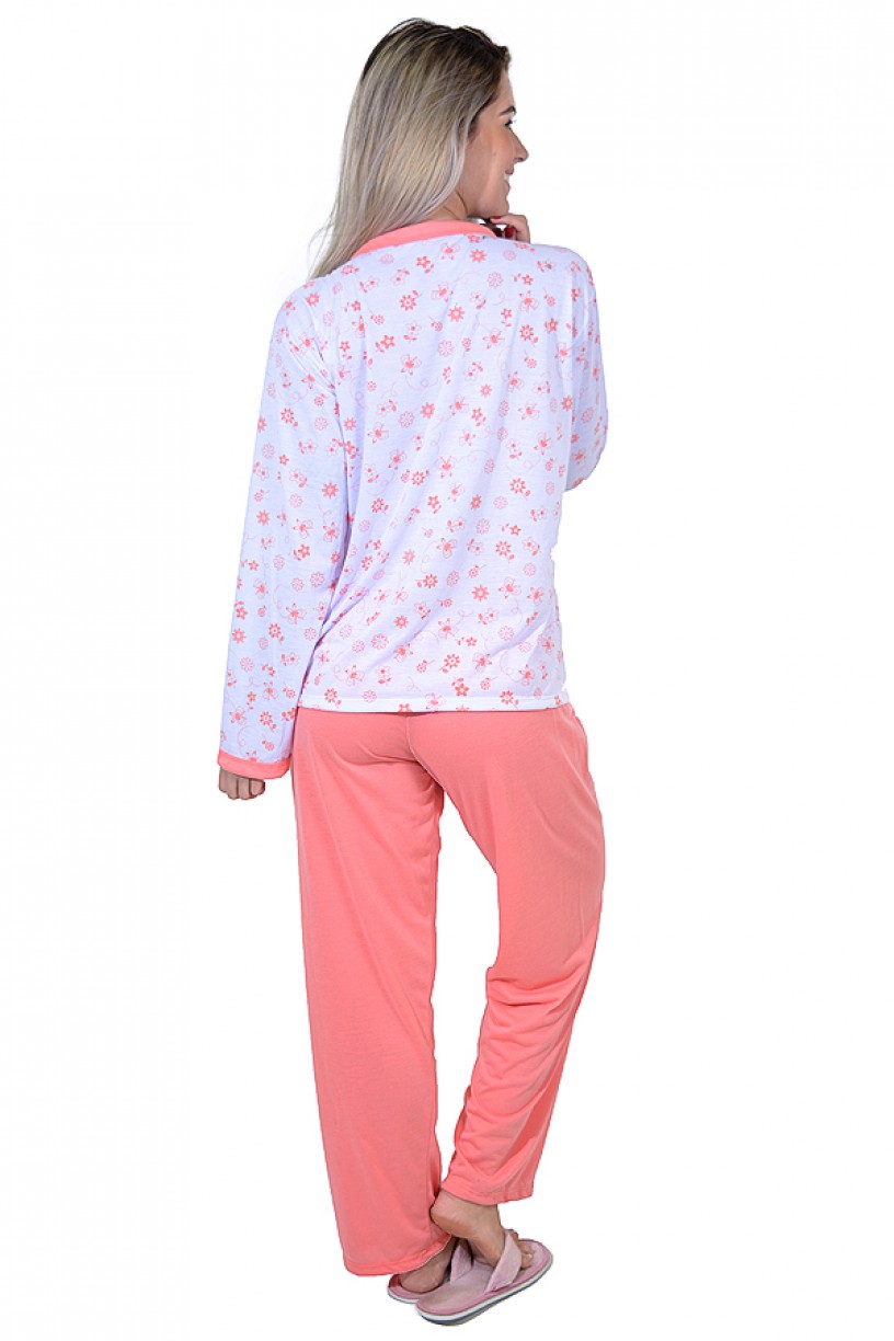 Pijama feminino longo 182 (Salmão)