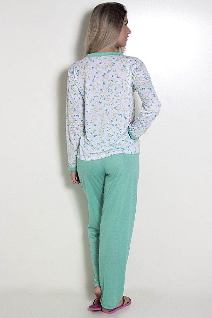 Pijama feminino longo 182 (Verde)