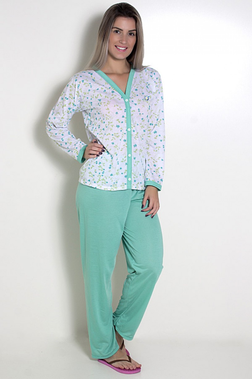 Pijama feminino longo 182 (Verde)