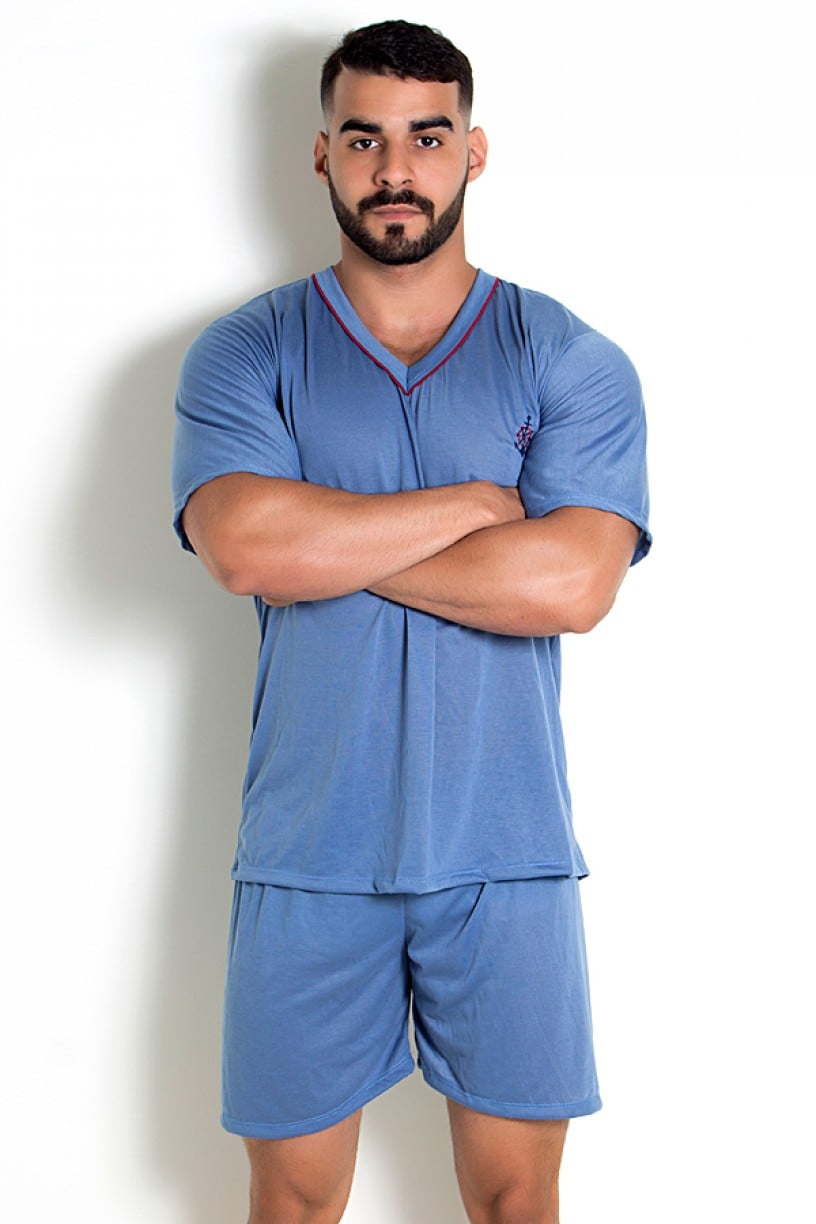 Pijama Mas. Curto 070 (Azul Acinzentado) 
