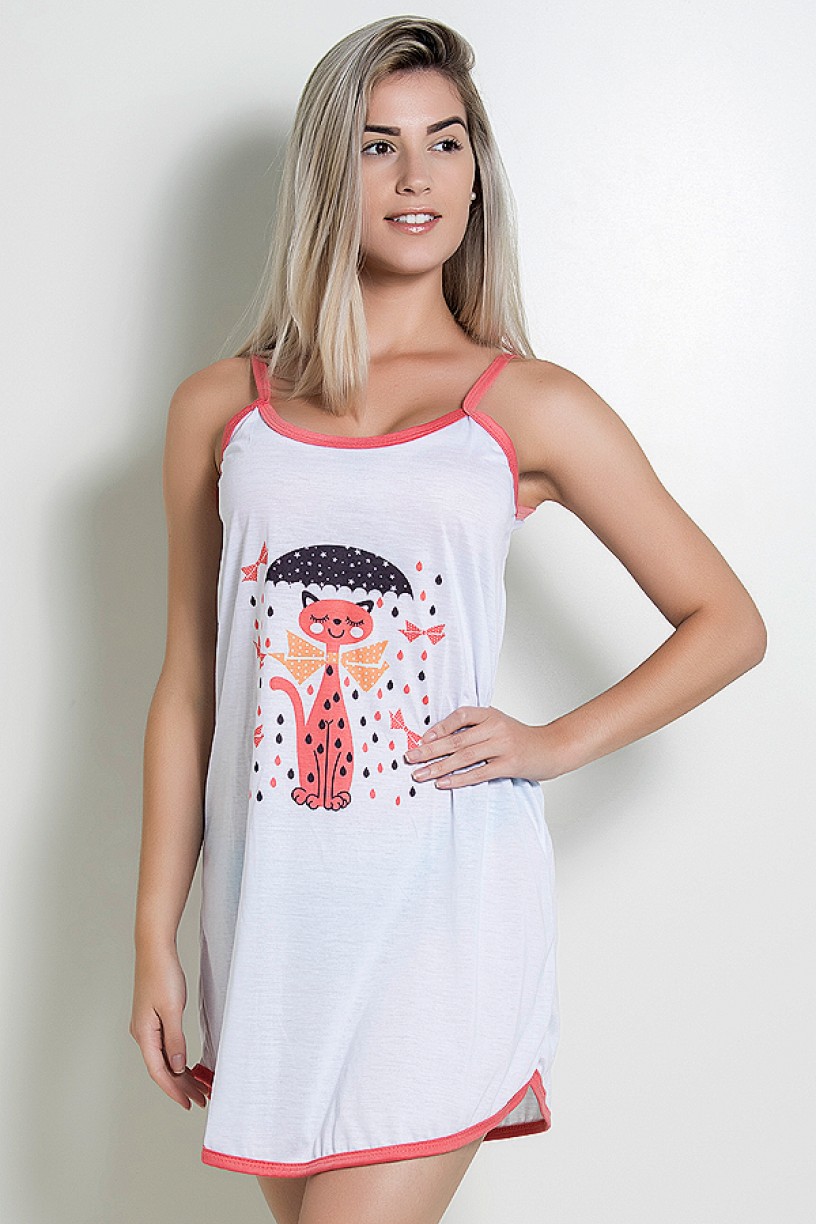 Camisola 024 (Goiaba com gatinho) | Ref: CEZ-CM03-001