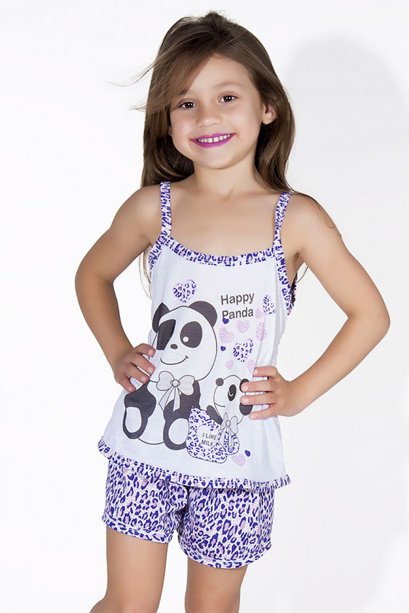 Babydoll Infantil 201 (Roxo com oncinha)