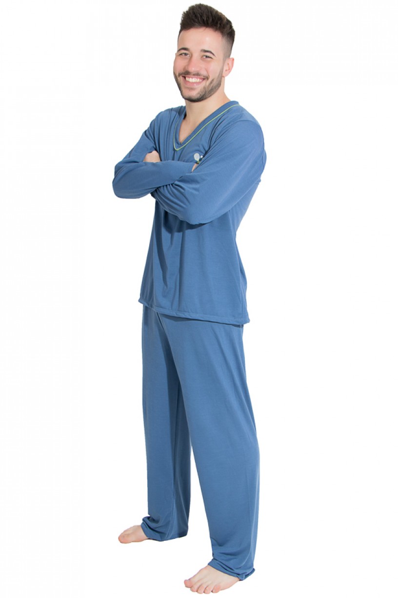 Pijama Mas. Longo 080 (Azul Acinzentado) | Ref: CEZ-PLM01-002