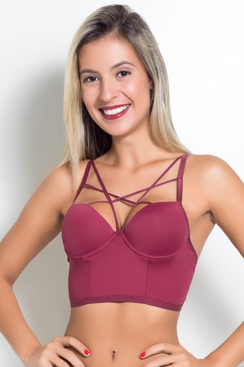 Soutien Cropped Liso (Vinho) | Ref: KS-B247-003