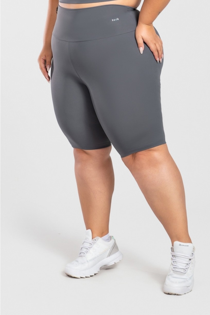 Bermuda Ciclista Básica Plus Size (Chumbo) | Ref: KP3078-F