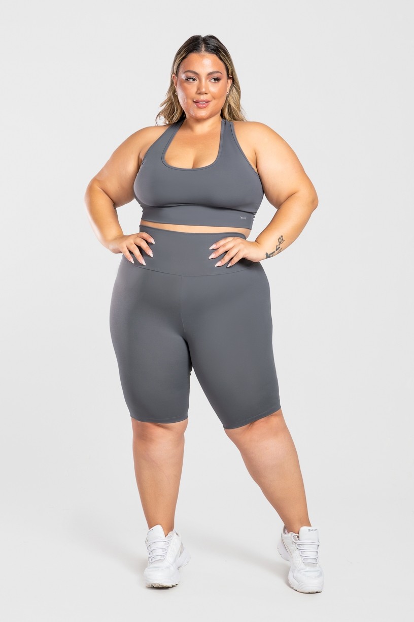 Bermuda Ciclista Básica Plus Size (Chumbo) | Ref: KP3078-F