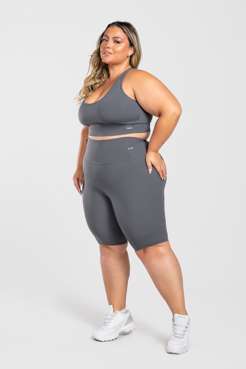 Bermuda Ciclista Básica Plus Size (Chumbo) | Ref: KP3078-F