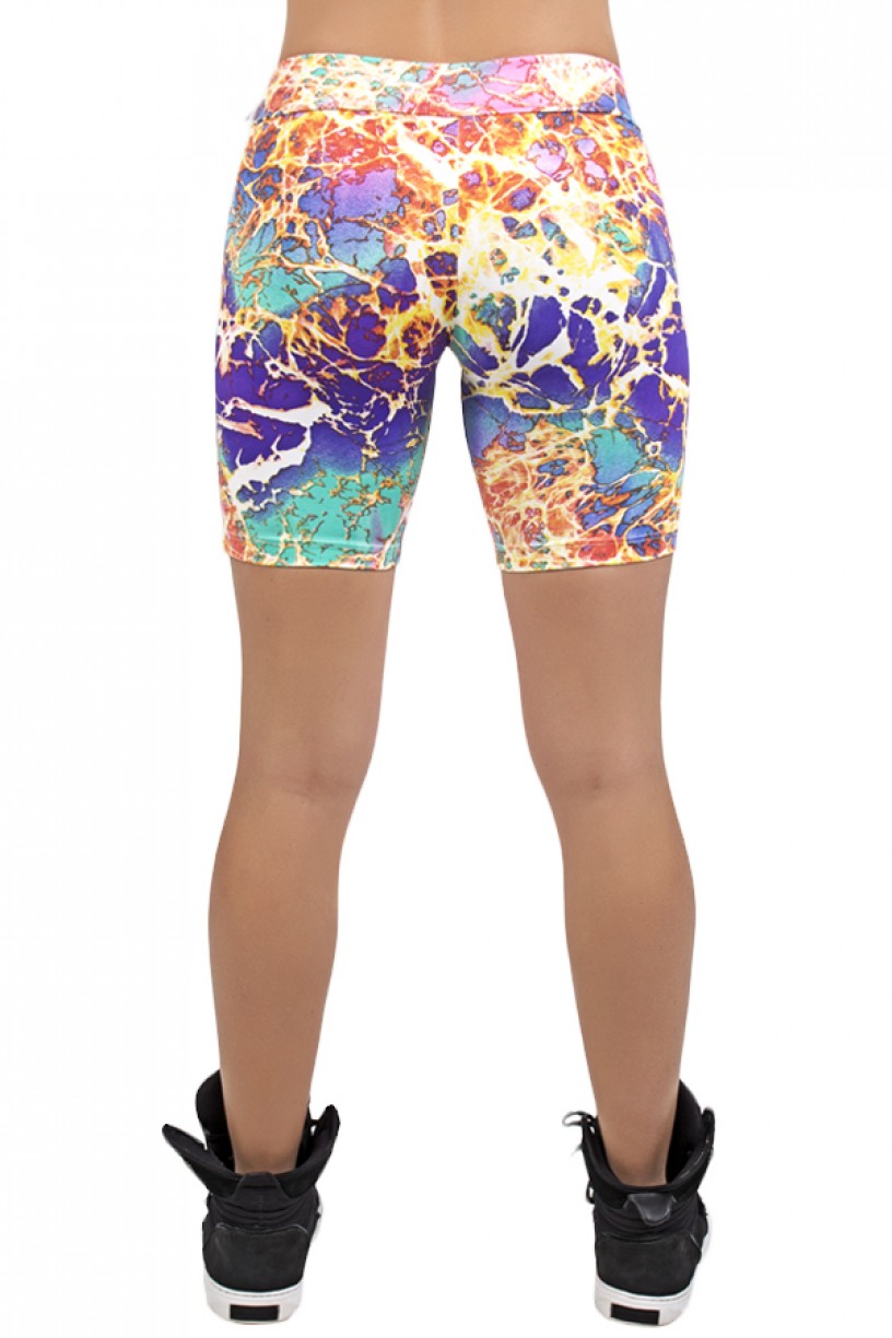 Bermuda Estampada (Roxo Verde e Vermelho com Mancha Amarela)
