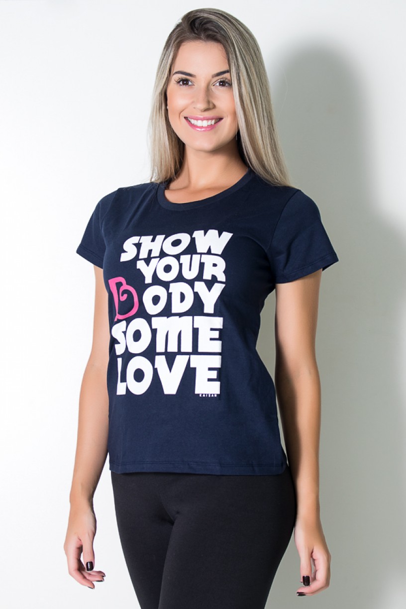 Camiseta Feminina Show Your Body Some Love (Azul Marinho) | Ref: BES001-003