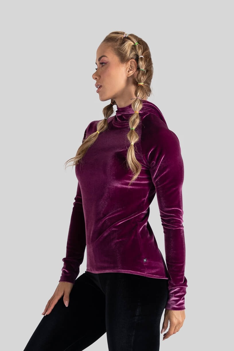 Blusa de Capuz Veludo (Roxo) | Ref: K3090-B