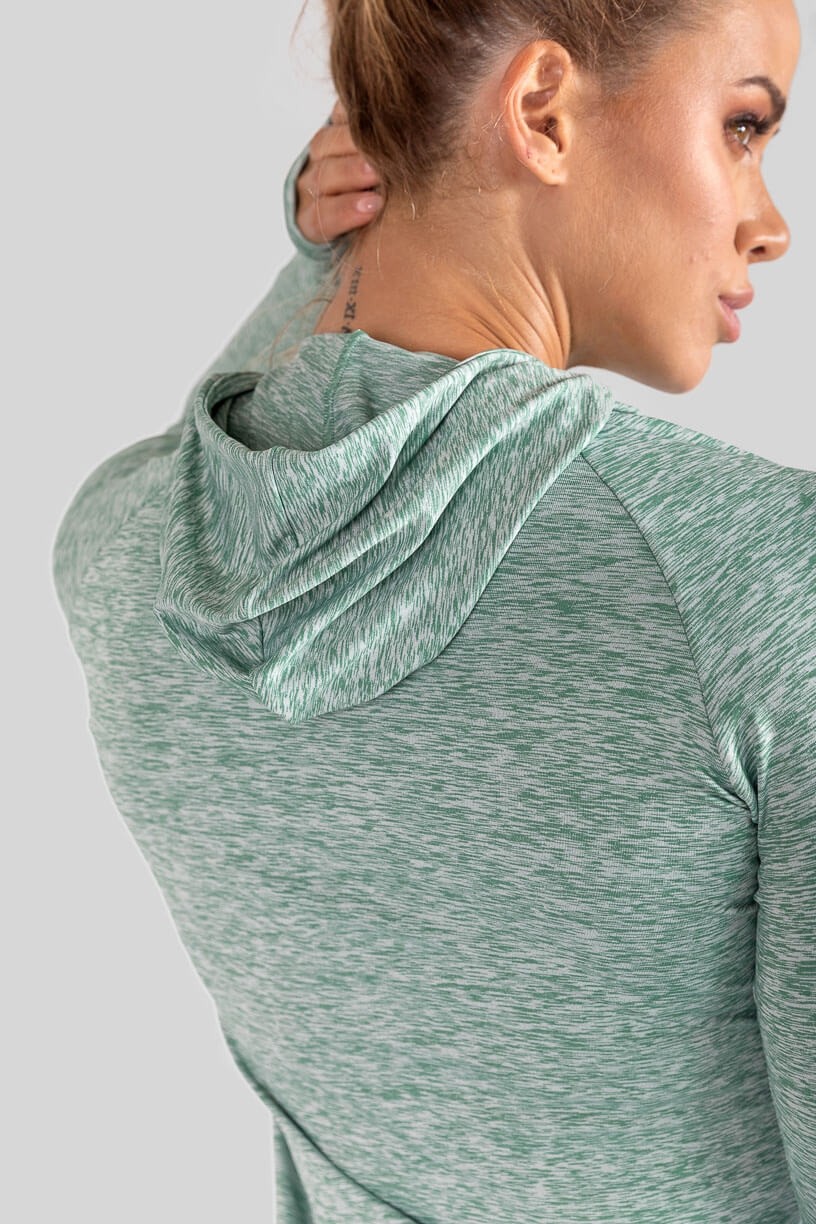 Blusa de Manga Longa com Capuz Mesclado (Verde) | Ref: K3097-E