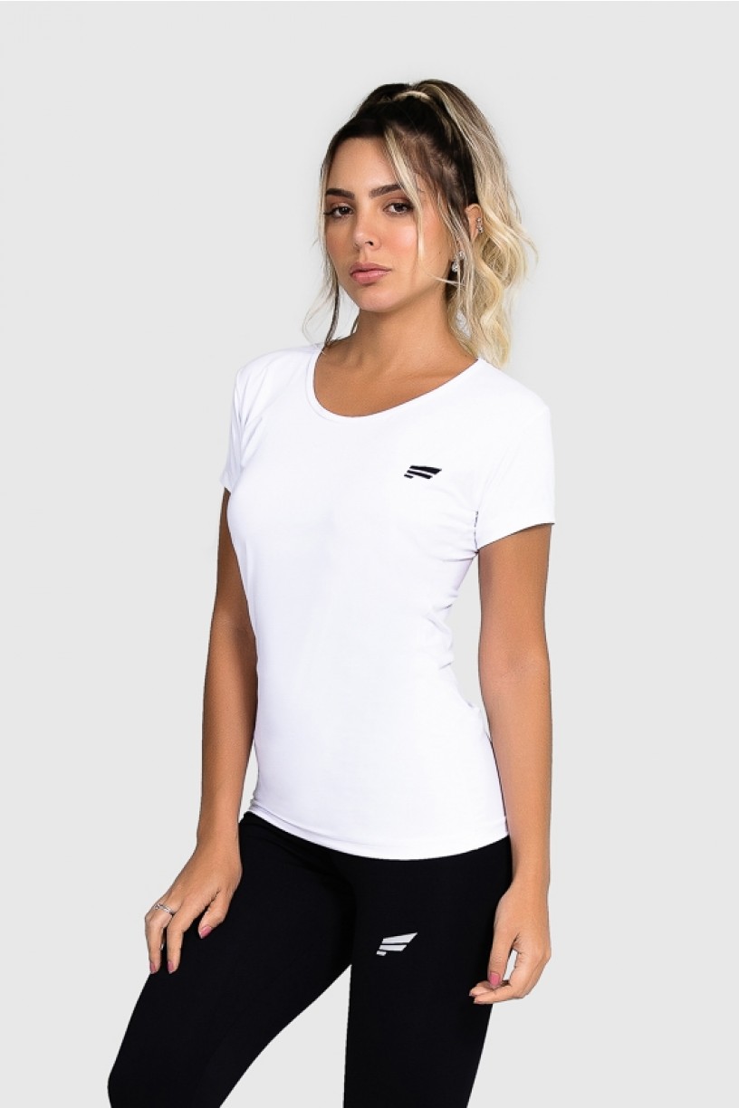 Blusa Fitness De Manga Básica (Branco) | Ref: GO80-C