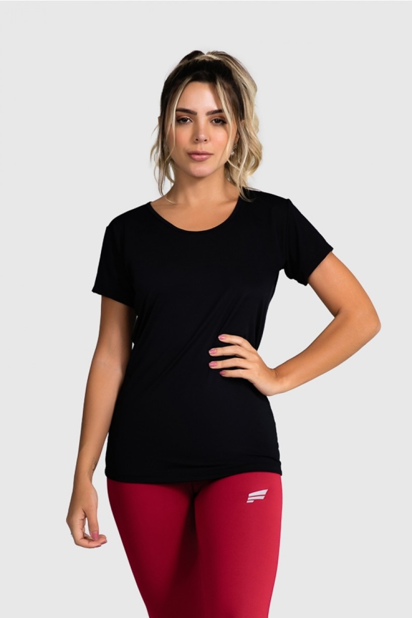 Blusa Fitness De Manga Básica (Preto) | Ref: GO80-A