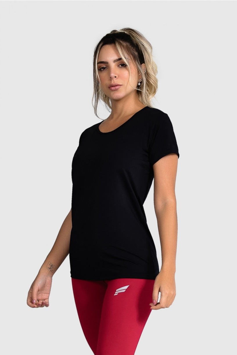 Blusa Fitness De Manga Básica (Preto) | Ref: GO80-A