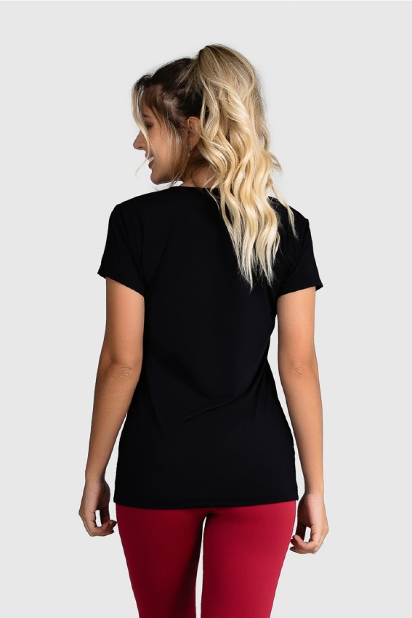 Blusa Fitness De Manga Básica (Preto) | Ref: GO80-A