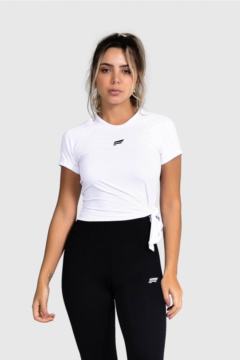 Blusa Fitness Manga Raglan E Recorte Assimetrico (Branco) | Ref: GO79-C