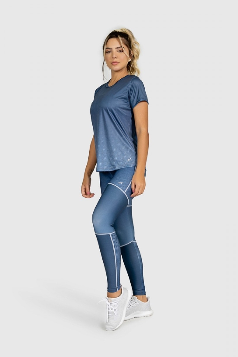 Blusa Fitness Manguinha Estampa Digital Deep Blue | Ref: GO301