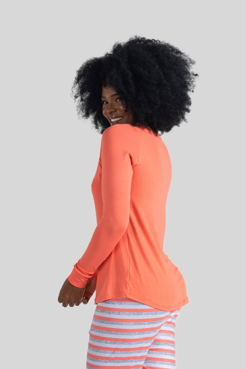 Blusa Manga Longa Homewear (Laranja) | Ref: K3101-G