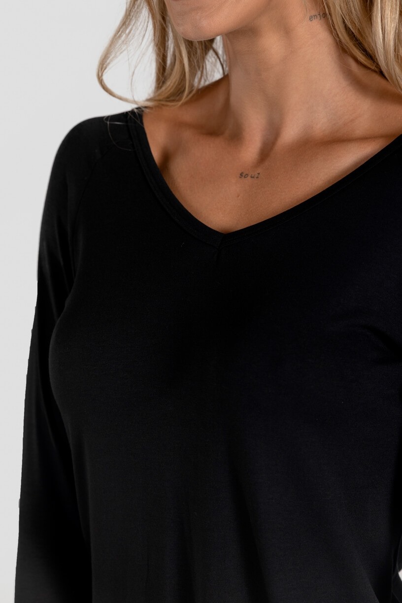 Blusa Manga Longa Homewear (Preto) | Ref: K3101-H