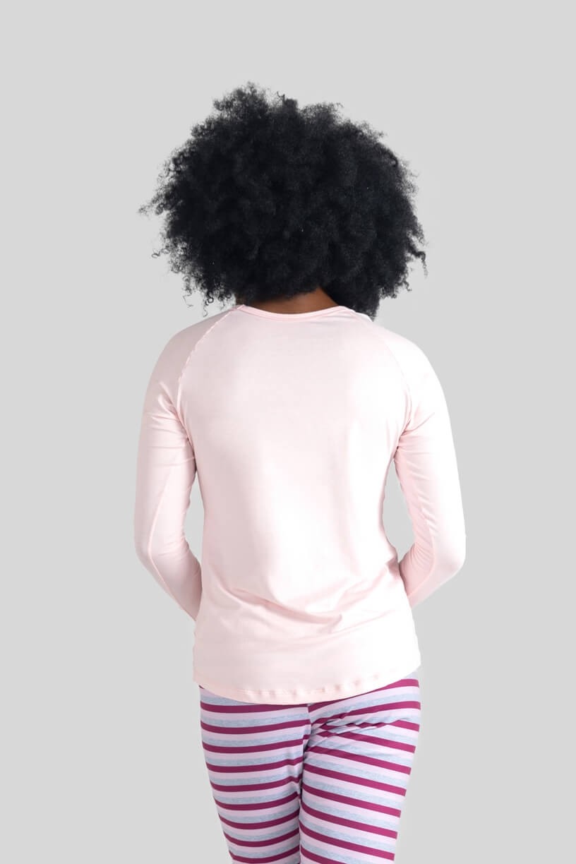 Blusa Manga Longa Homewear (Rosa) | Ref: K3101-F