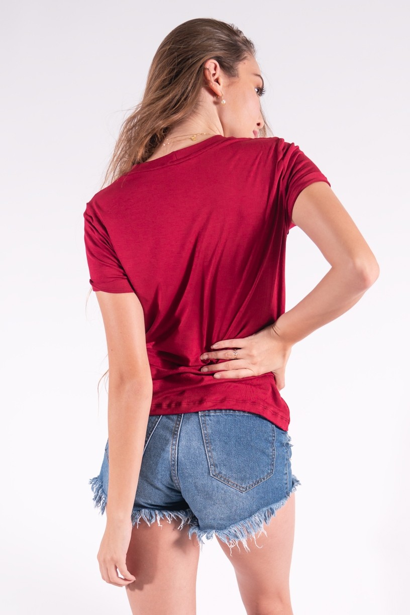 Blusa Nózinho com Silk Caveira Fashion (Vinho) | Ref: K2832-E