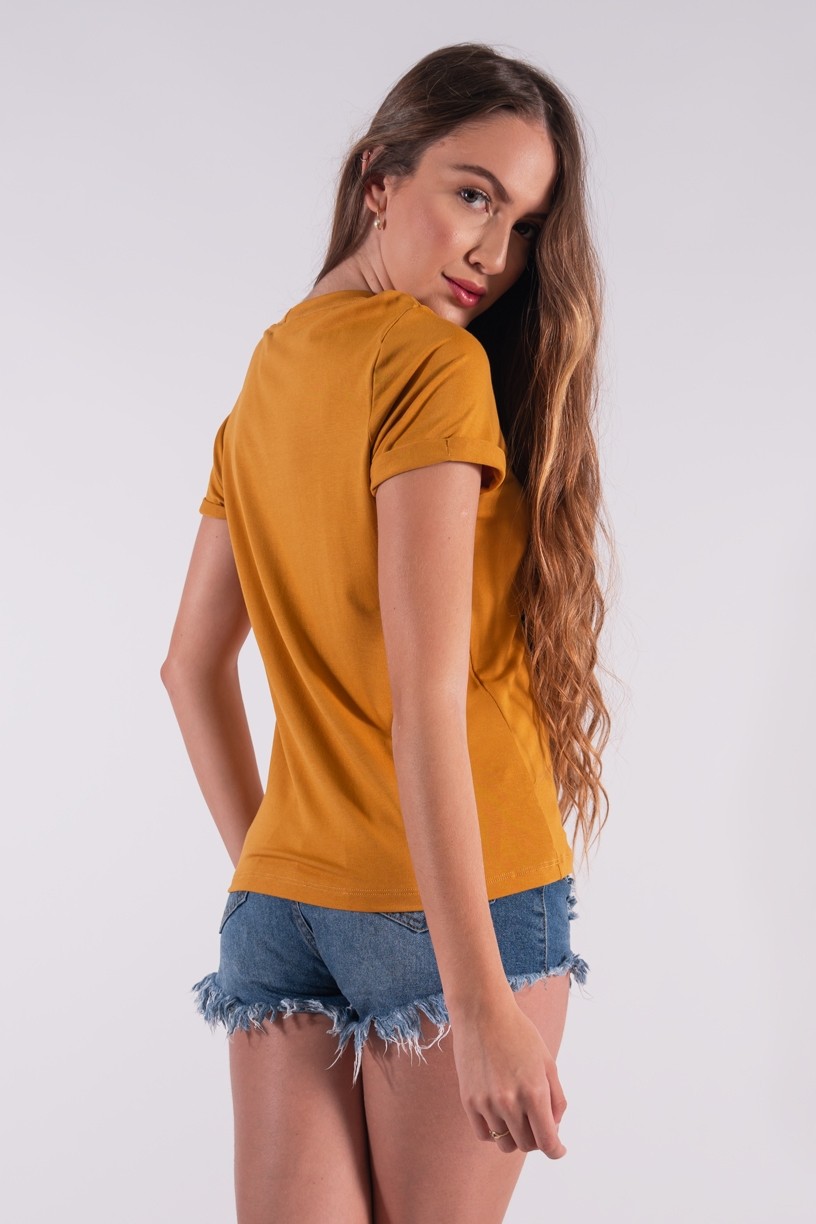 Blusa Nózinho com Silk Fases Da Lua (Mostarda) | Ref: K2837-G