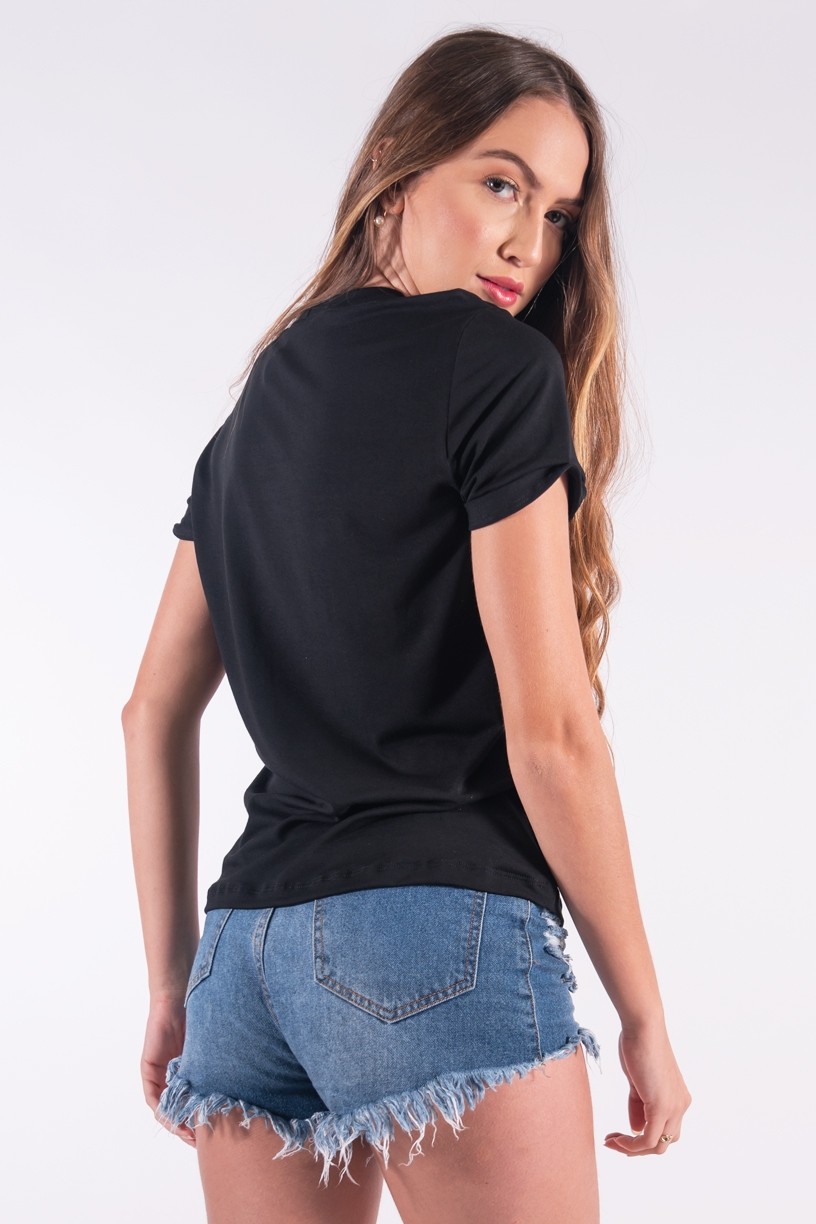 Blusa Nózinho com Silk Fases Da Lua (Preto) | Ref: K2837-A