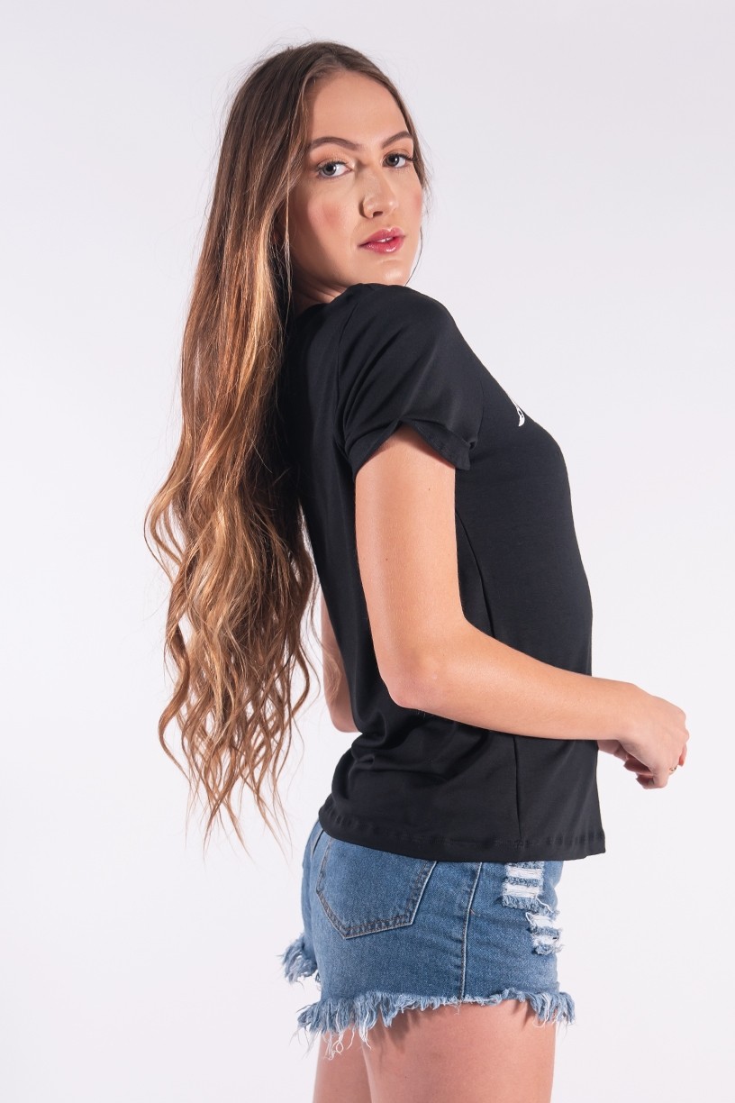 Blusa Nózinho com Silk Fases Da Lua (Preto) | Ref: K2837-A