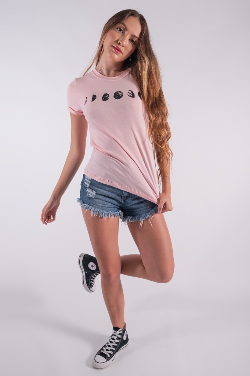 Blusa Nózinho com Silk Fases Da Lua (Rosa Bebê) | Ref: K2837-D