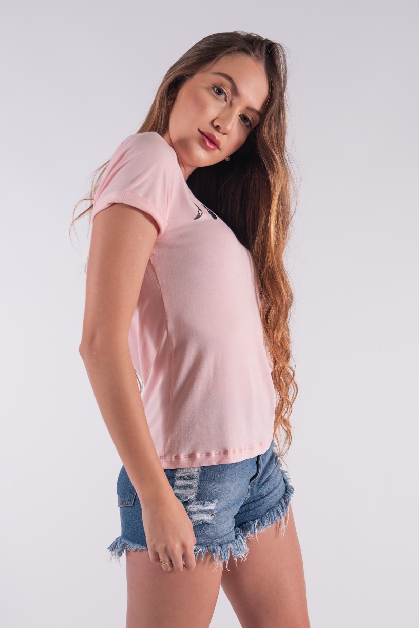 Blusa Nózinho com Silk Fases Da Lua (Rosa Bebê) | Ref: K2837-D