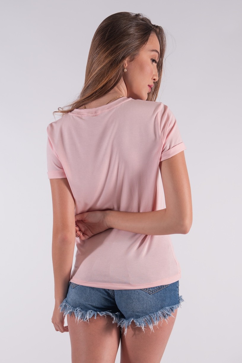 Blusa Nózinho com Silk Fases Da Lua (Rosa Bebê) | Ref: K2837-D
