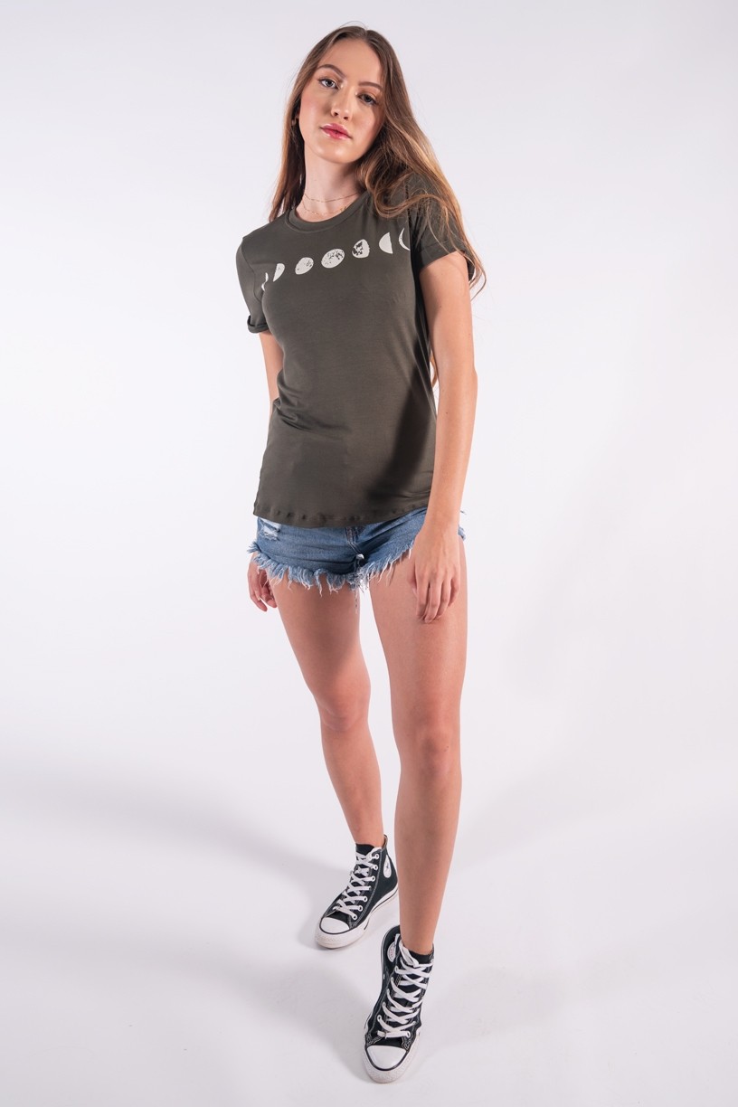 Blusa Nózinho com Silk Fases Da Lua (Verde Militar) | Ref: K2837-I