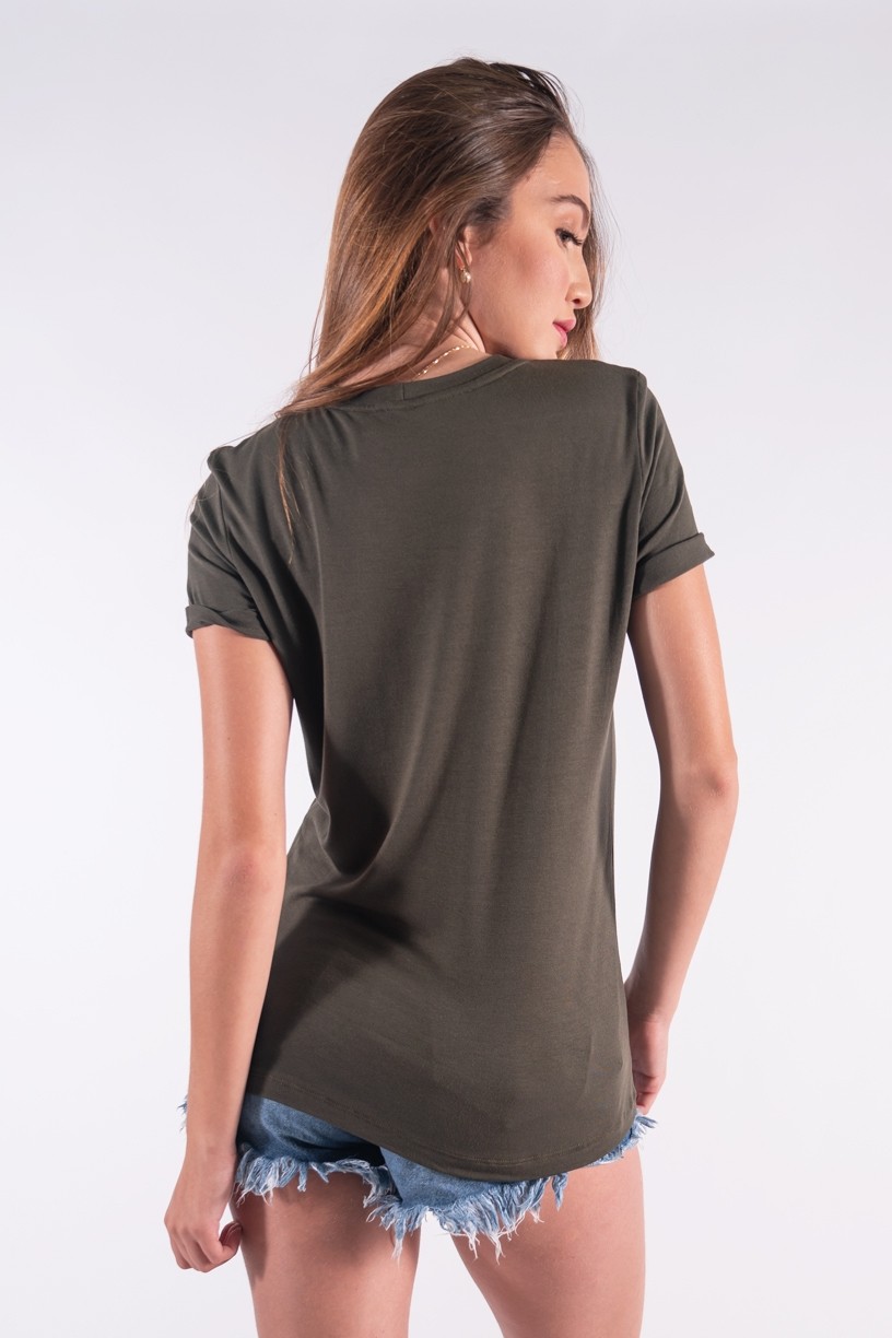 Blusa Nózinho com Silk Fases Da Lua (Verde Militar) | Ref: K2837-I