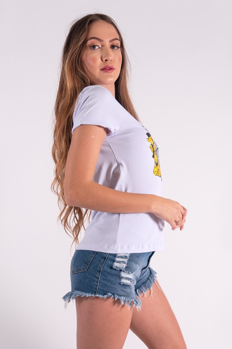 Blusa Nózinho com Silk Girassol Soul Shine (Branco) | Ref: K2836-B