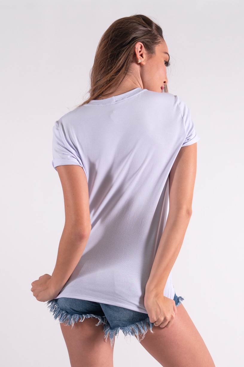 Blusa Nózinho com Silk Girassol Soul Shine (Branco) | Ref: K2836-B