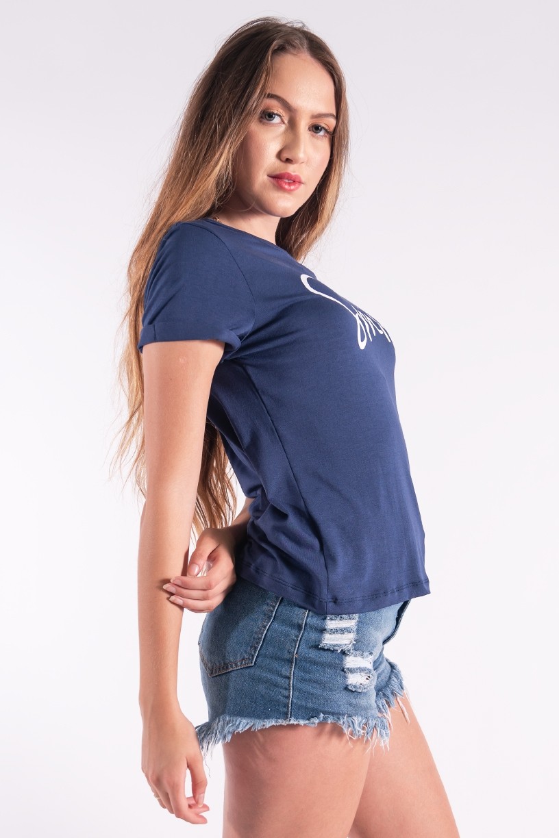 Blusa Nózinho com Silk Smile (Azul Marinho) | Ref: K2840-F