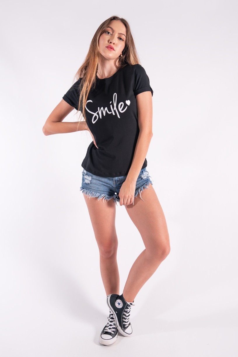 Blusa Nózinho com Silk Smile (Preto) | Ref: K2840-A