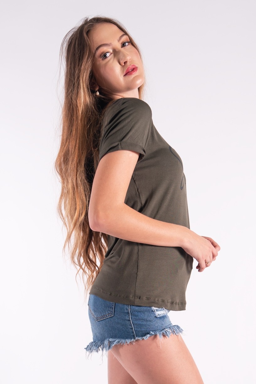 Blusa Nózinho com Silk Smile (Verde Militar) | Ref: K2840-I