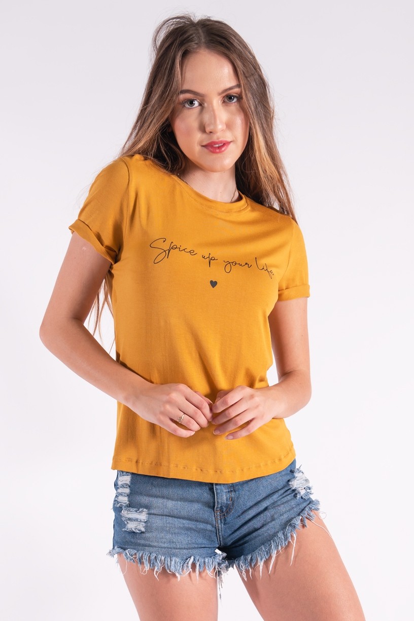 Blusa Nózinho com Silk Spice Your Life (Mostarda) | Ref: K2842-G 