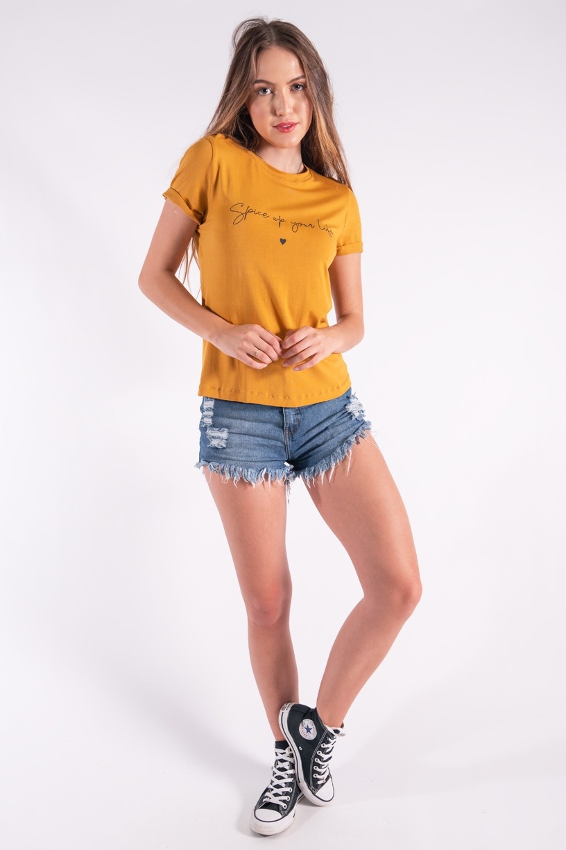 Blusa Nózinho com Silk Spice Your Life (Mostarda) | Ref: K2842-G 