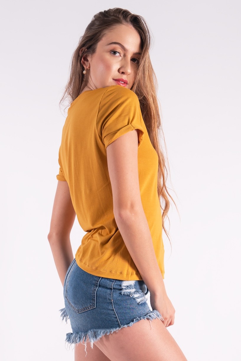 Blusa Nózinho com Silk Spice Your Life (Mostarda) | Ref: K2842-G 