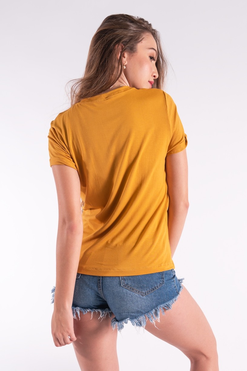 Blusa Nózinho com Silk Spice Your Life (Mostarda) | Ref: K2842-G 