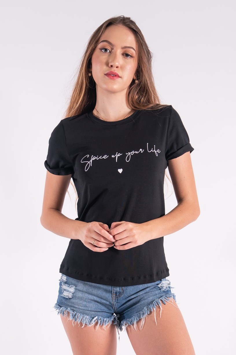 Blusa Nózinho com Silk Spice Your Life (Preto) | Ref: K2842-A