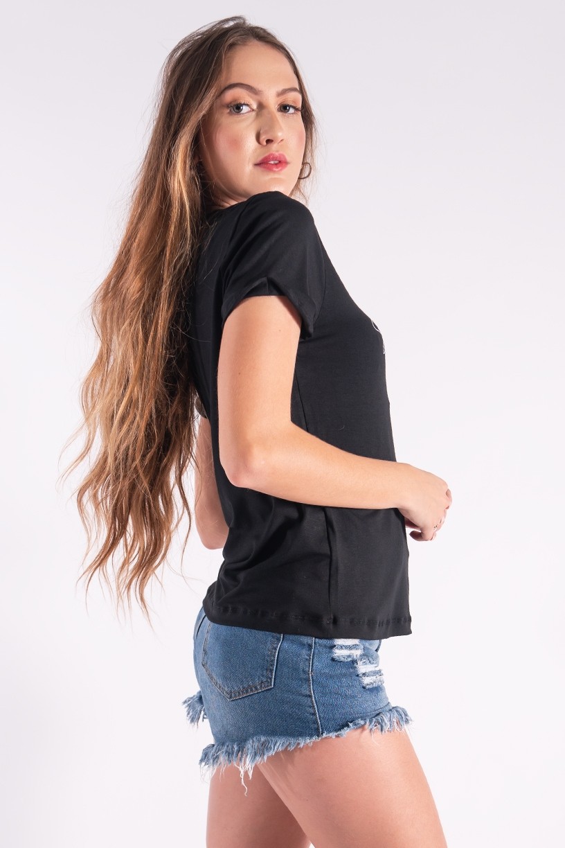 Blusa Nózinho com Silk Spice Your Life (Preto) | Ref: K2842-A